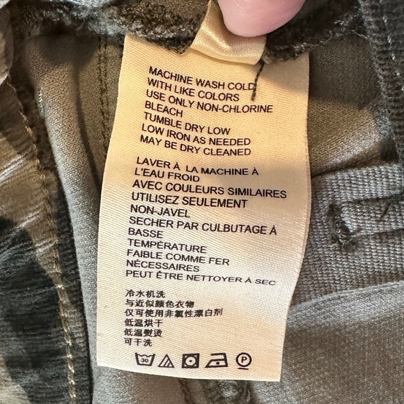 Anthropologie Pilcro Green Grey Camo Corduroy High Rise Skinny Jeans, Size 30 - Picture 14 of 14